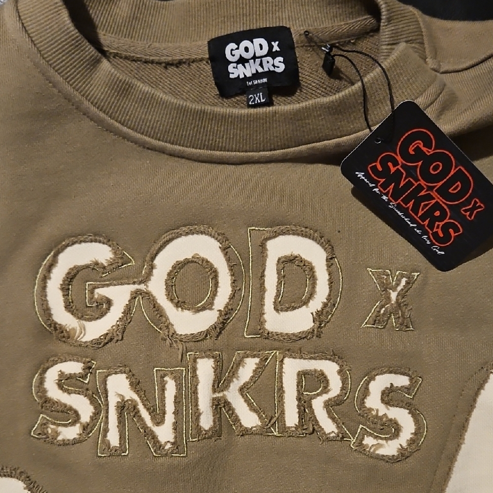 Distressed Khaki Crewneck Sweatshirt